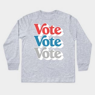 Tricolore Vote Vote Vote / Retro Typography Design Kids Long Sleeve T-Shirt